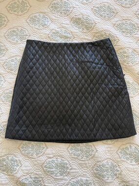Aritzia Sunday Best Quilted Black Faux Leather Mini Skirt